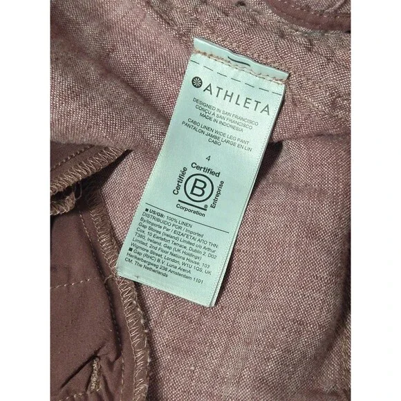 Athleta CABO Linen Wide Leg Pants in Dusty Vintage Rose sz 4 Viral Travel Vaca * - Picture 5 of 13